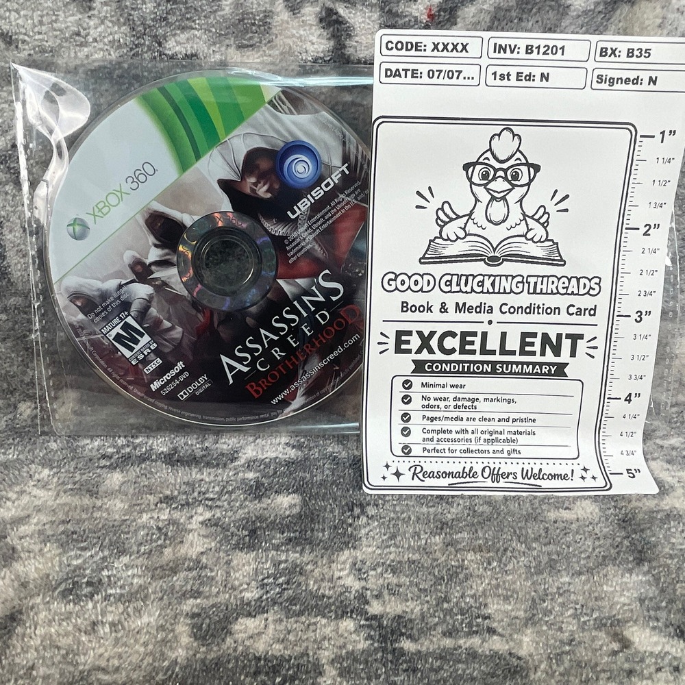 Assassin's Creed Brotherhood Xbox 360 Ubisoft 2010 Ezio Rome Stealth Game Disc
